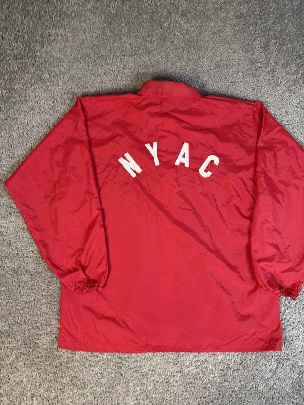 VINTAGE 70s NYAC New York Athletic Club Felco Jacket Mens L Red Windbreaker Snap